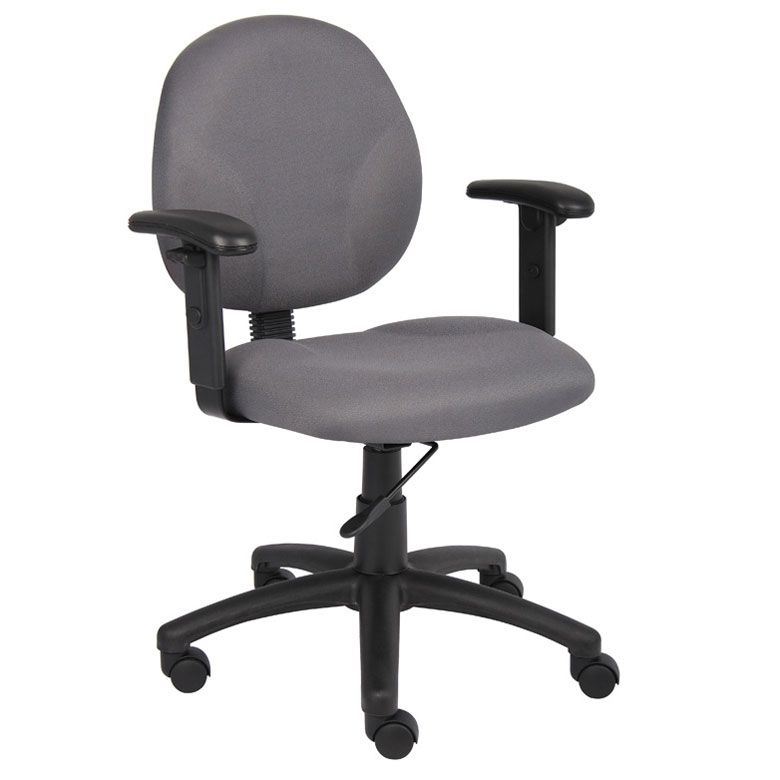 Boss Diamond Task Chair In Grey W/ Adjustable Arms