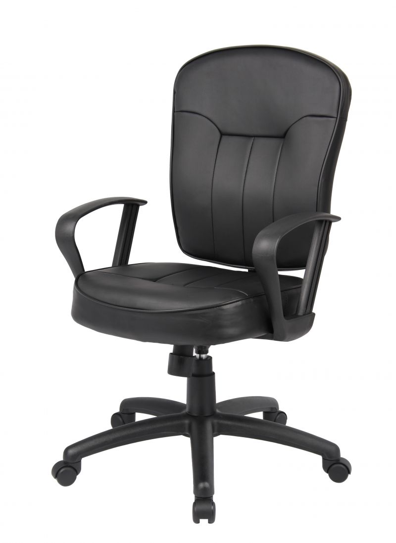 Boss Black Leather Task Chair W/ Loop Arms