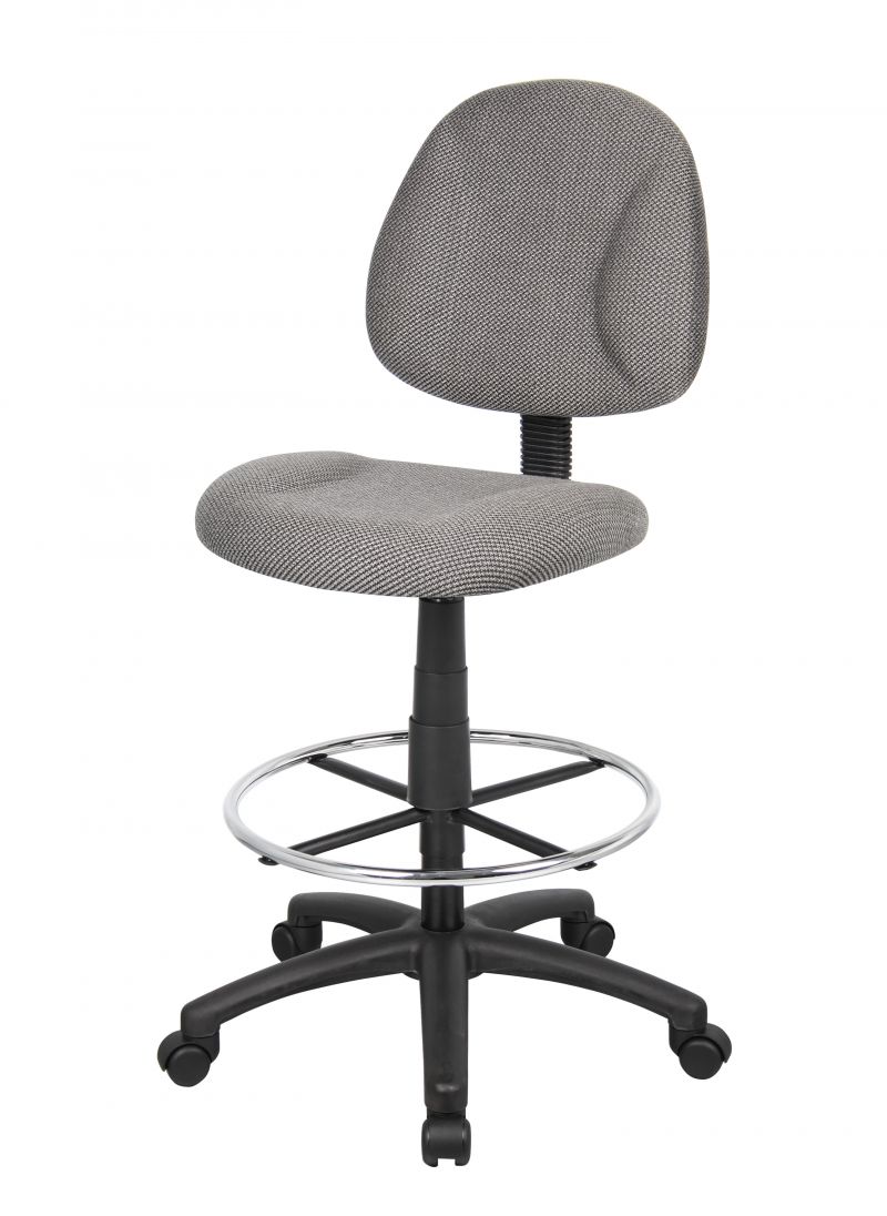 Boss Ergonomic Works Adjustable Drafting Chair Without Arms, Grey