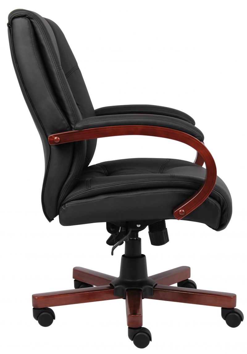 Boss Mid Back Executive Wood Finished Chairs, Cherry