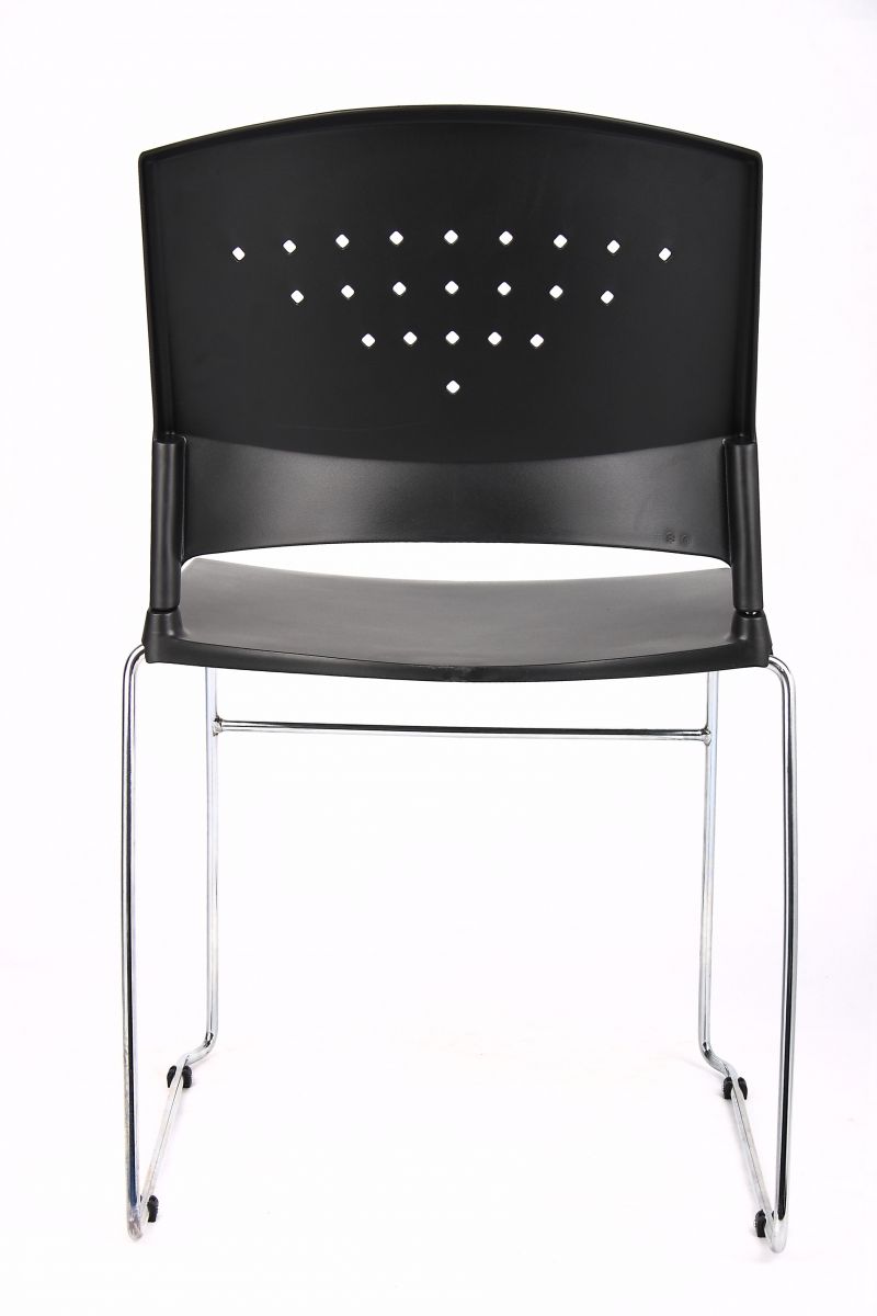 Boss Black Stack Chair With Chrome Frame, (1 Chair)