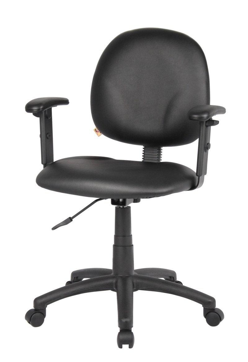 Boss Diamond Task Chair In Black Antimicrobial Vinyl W/ Adjustable Arms