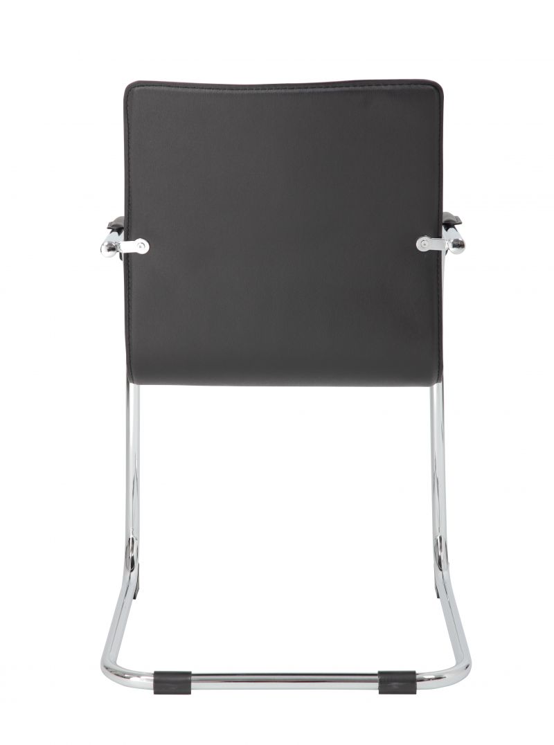 Boss Chrome Frame Black Vinyl Side Chair, (Set Of 4)