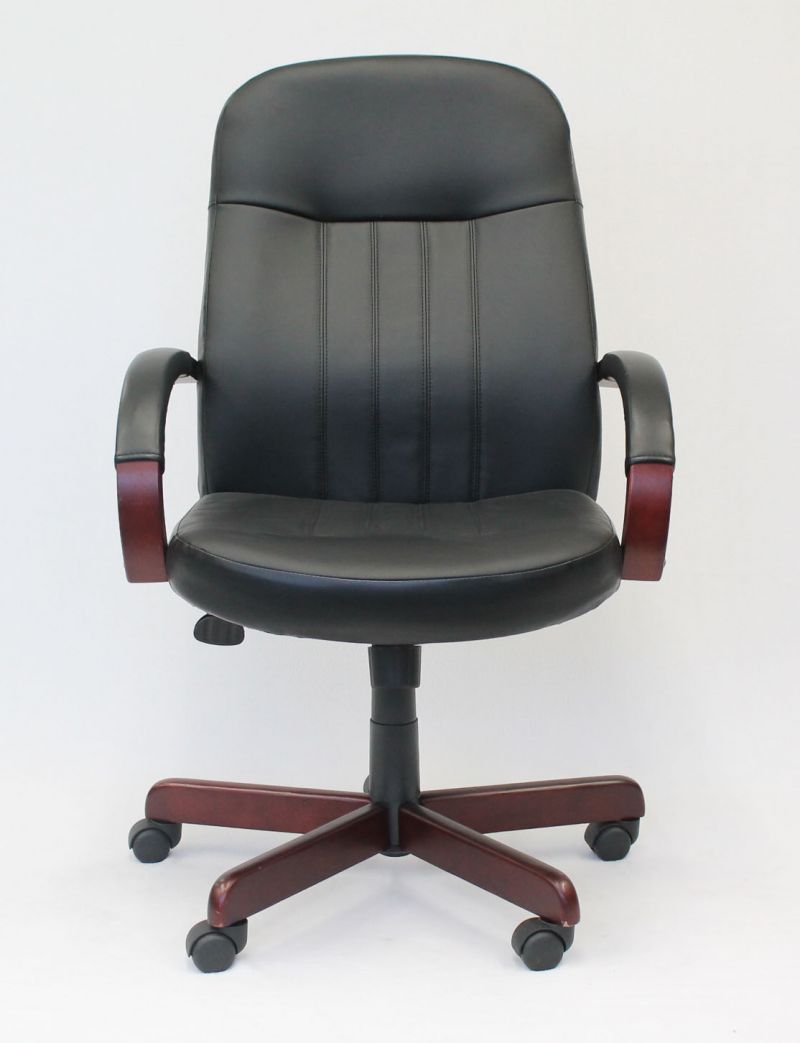 Boss Leatherplus Exec. Chair W/ Mahogany Finish