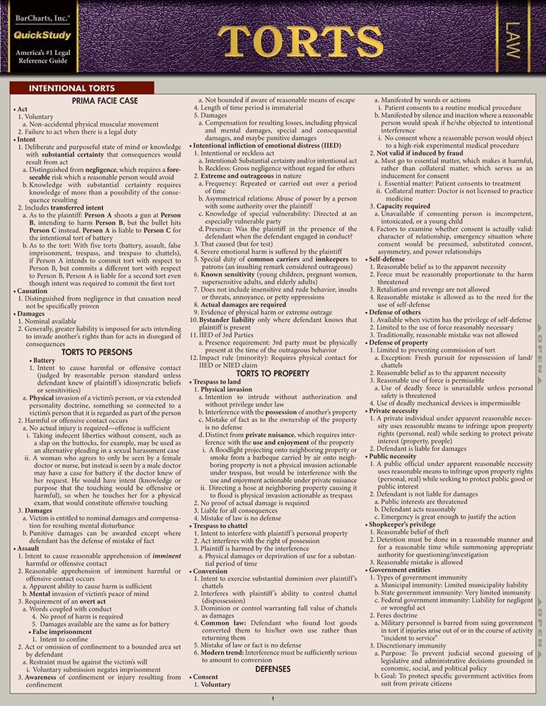 quickstudy-torts-laminated-reference-guide