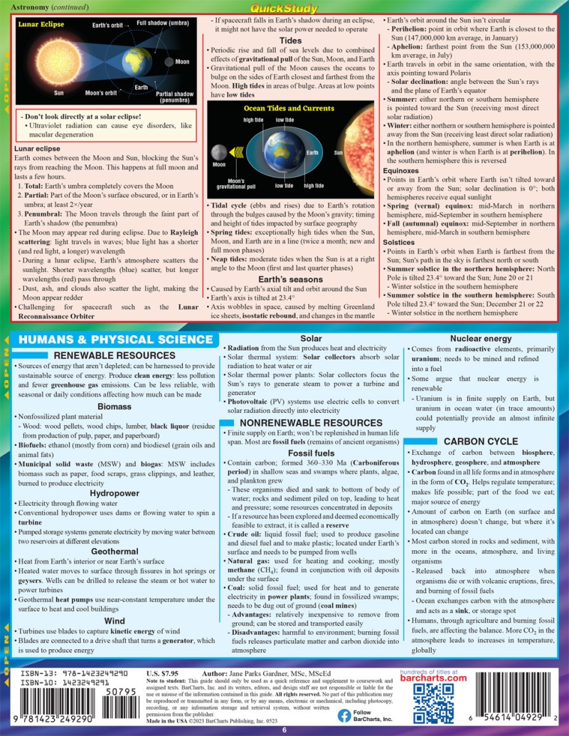 Quickstudy | Physical Science 2 : Astronomy & Earth Science Laminated Study Guide