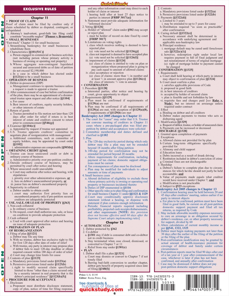 Quickstudy | Bankruptcy Laminated Reference Guide