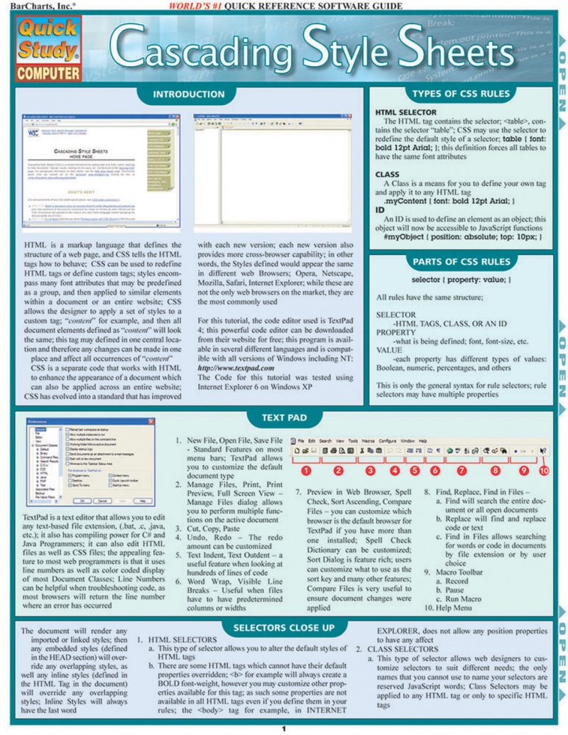 Quickstudy | Cascading Style Sheets Laminated Reference Guide