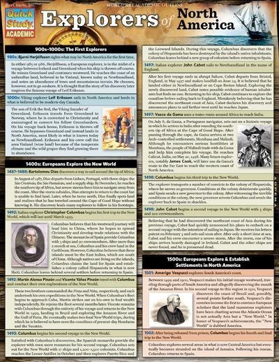 Quickstudy | Explorers Of North America Laminated Study Guide