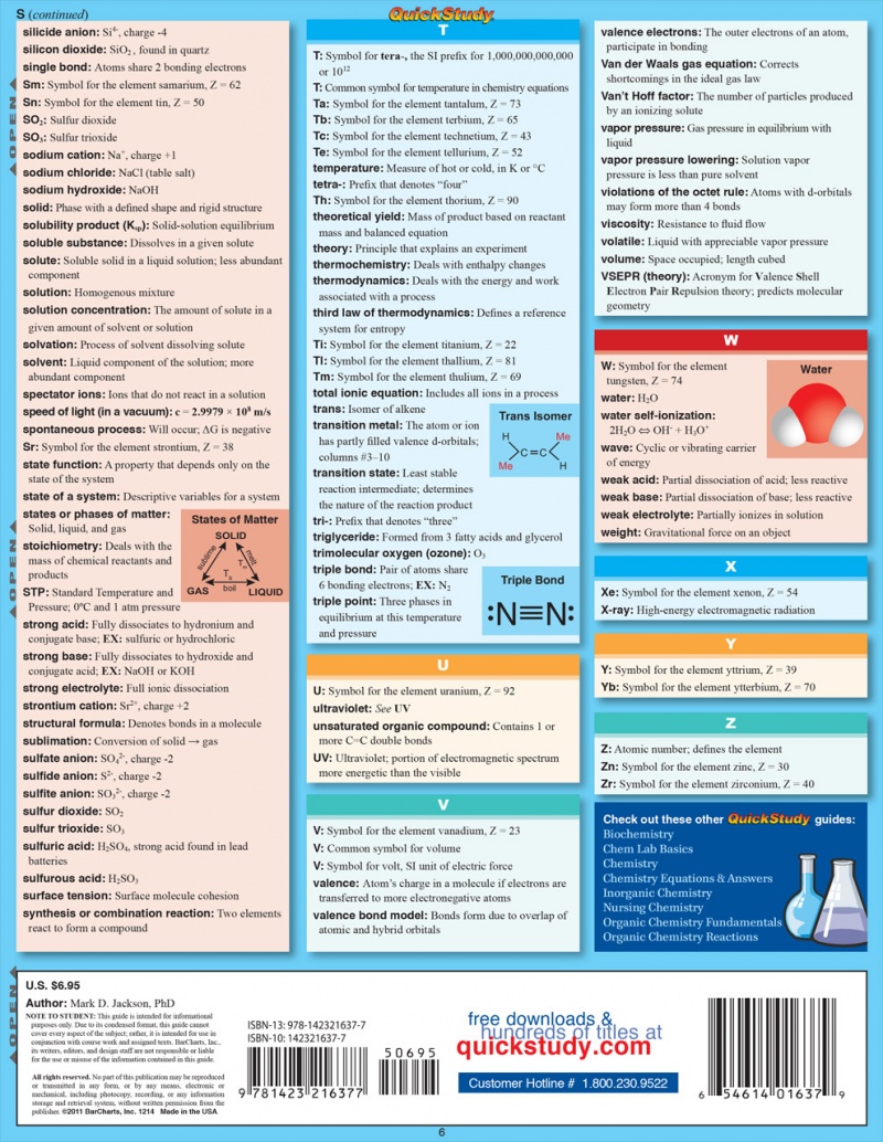 Quickstudy | Chemistry Terminology Laminated Study Guide