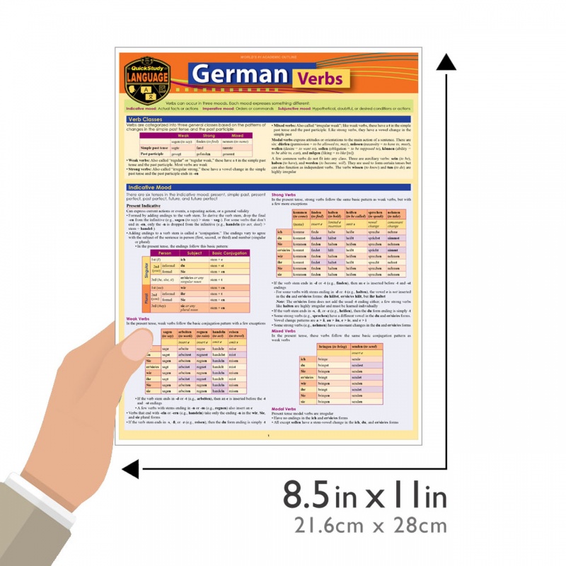 Quickstudy | German Verbs Laminated Study Guide