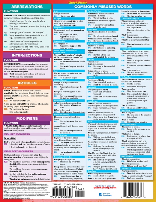 English Verbs: Quickstudy Language Arts Laminated Reference & Study Guide  (Other)