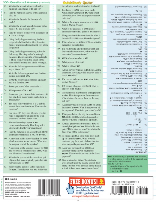 Quick Study Laminated Reference Guide - Pre Algebra