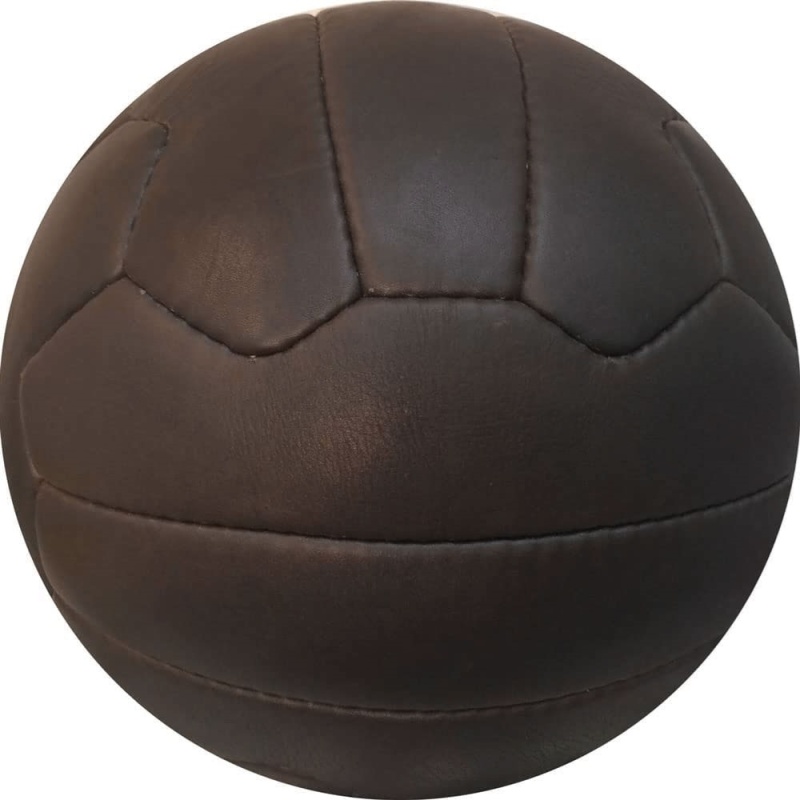 Deflated Antique Vintage Brown Soccer Ball Genuine Leather Oldie Size 5