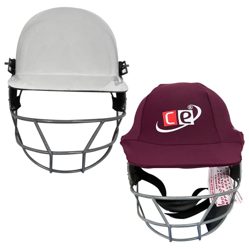 Ce Cricket Helmet With Multicolor Covers Range For Head & Face Protection Adjustable Size (Maroon)