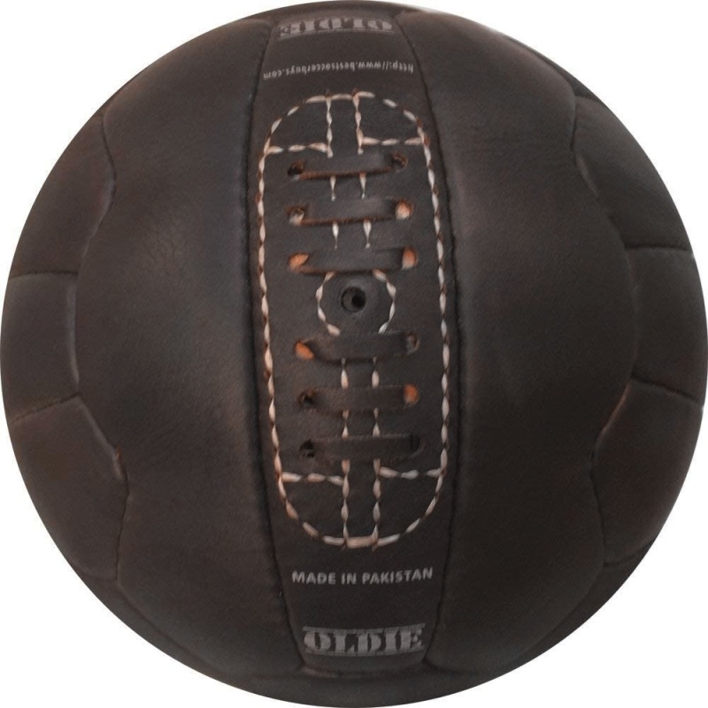 Deflated Antique Vintage Brown Soccer Ball Genuine Leather Oldie Size 5