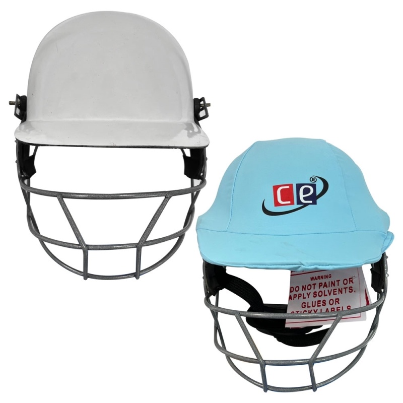 Ce Cricket Helmet With Multicolor Covers Range For Head & Face Protection Adjustable Size (Aqua Blue)