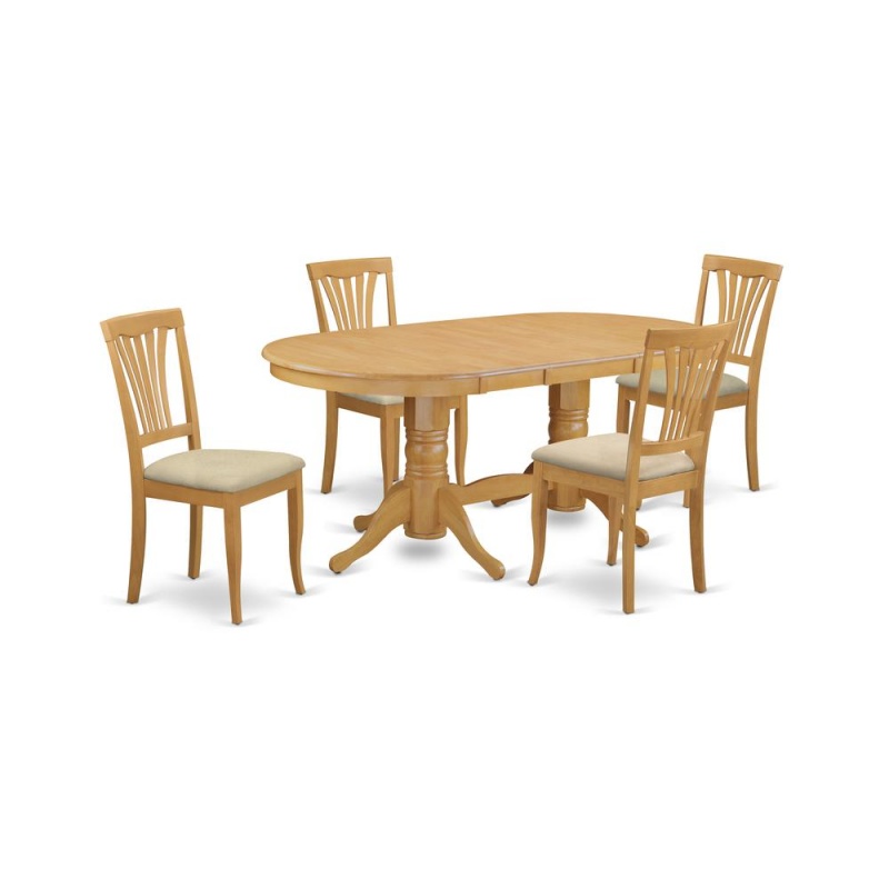 5 Pc Dining Room Set For 4 with Oval Table and 4 Chairs