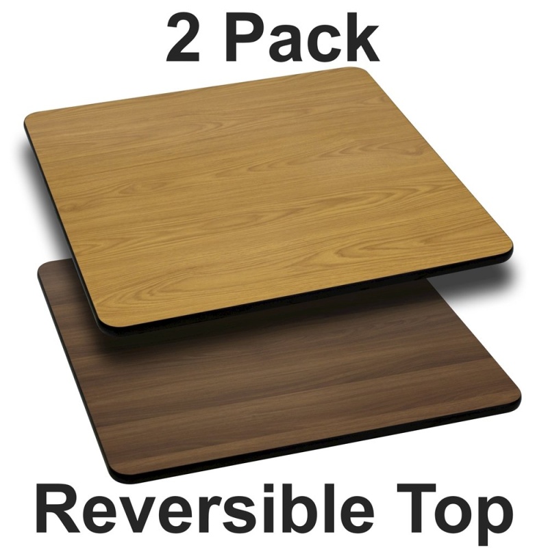 2 Pk. 42'' Square Table Top With Natural Or Walnut Reversible Laminate Top