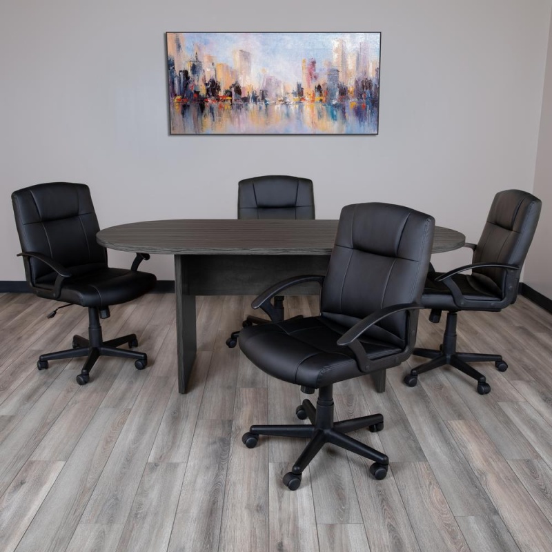 6 Foot (72 Inch) Oval Conference Table In Rustic Gray