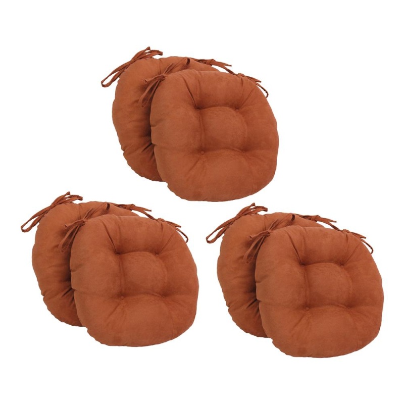 16-Inch Solid Microsuede Round Tufted Chair Cushions (Set of 6)