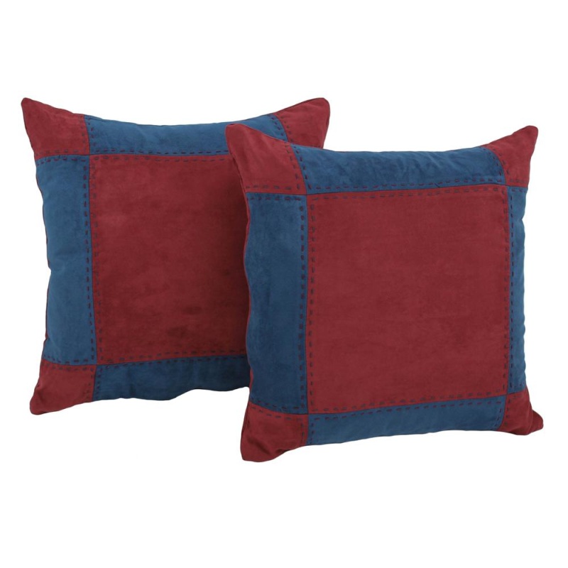 18-Inch Patchwork Microsuede Square Throw Pillows (Set of 2)