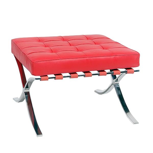 Barry Ottoman Red Faux Leather Stainless Steel Frame