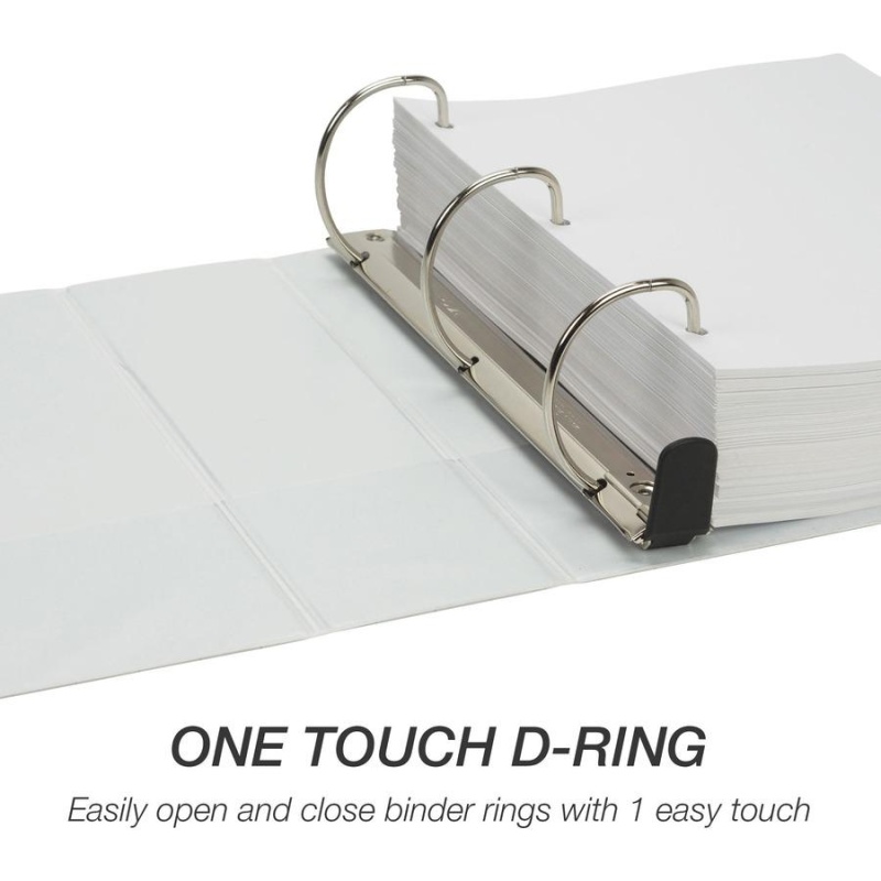 Samsill Earth's Choice One Touch Biobased Usda Certified 4" View Binder - 4" Binder Capacity - 775 Sheet Capacity - 3 X D-Ring Fastener(S) - 2 Internal Pocket(S) - White - Recycled - Non-Stick, Ink-Tr