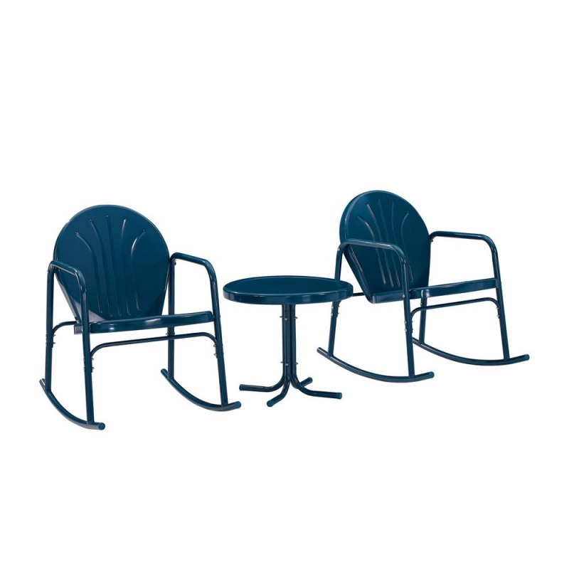 Griffith 3Pc Retro Outdoor Rocking Chair Set - Side Table & 2 Rocking Chairs