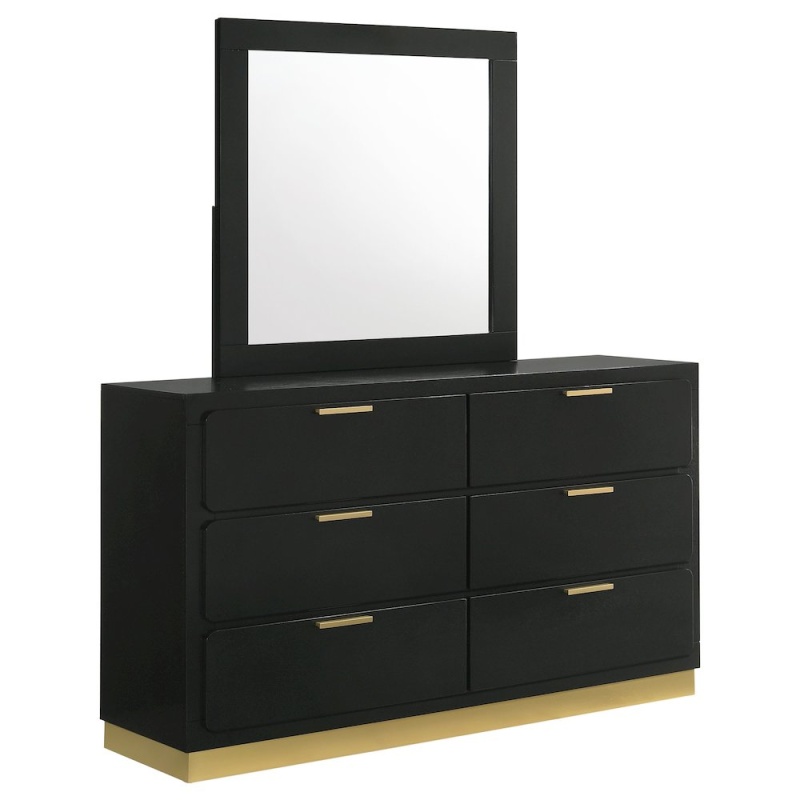 Caraway 6-Drawer Dresser with Mirror in Black