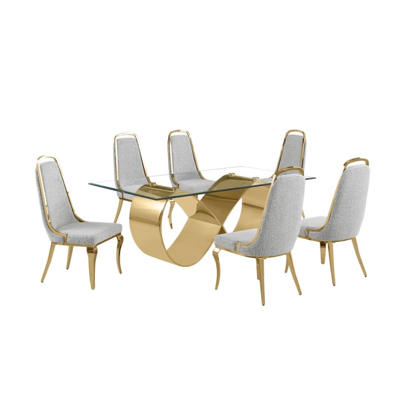 7Pc Tempered Glass Dining Set