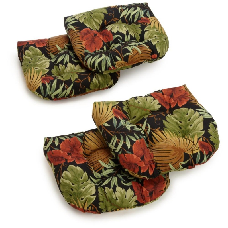 19-Inch U-Shaped Spun Polyester Outdoor Tufted Dining Chair Cushions (Set Of 4)