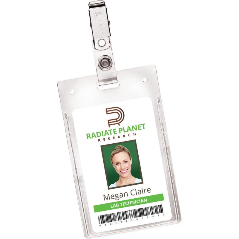 Avery® Heavy-Duty Secure Top Clip-Style Badge Holders - Support 2.25" X 3.50" Media - Portrait - 2.3" X 3.3" - Plastic - 50 / Box - Clear