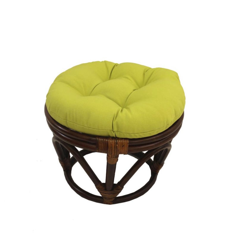 Rattan Footstool With Twill Cushion