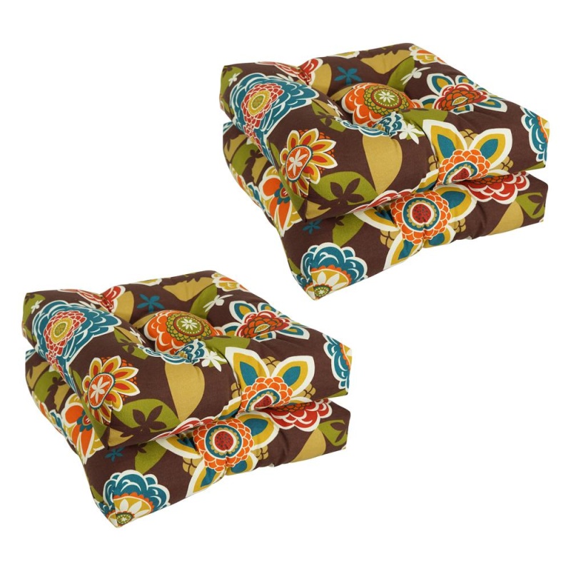 19-Inch Squared Patterned Tufted Dining Chair Cushions