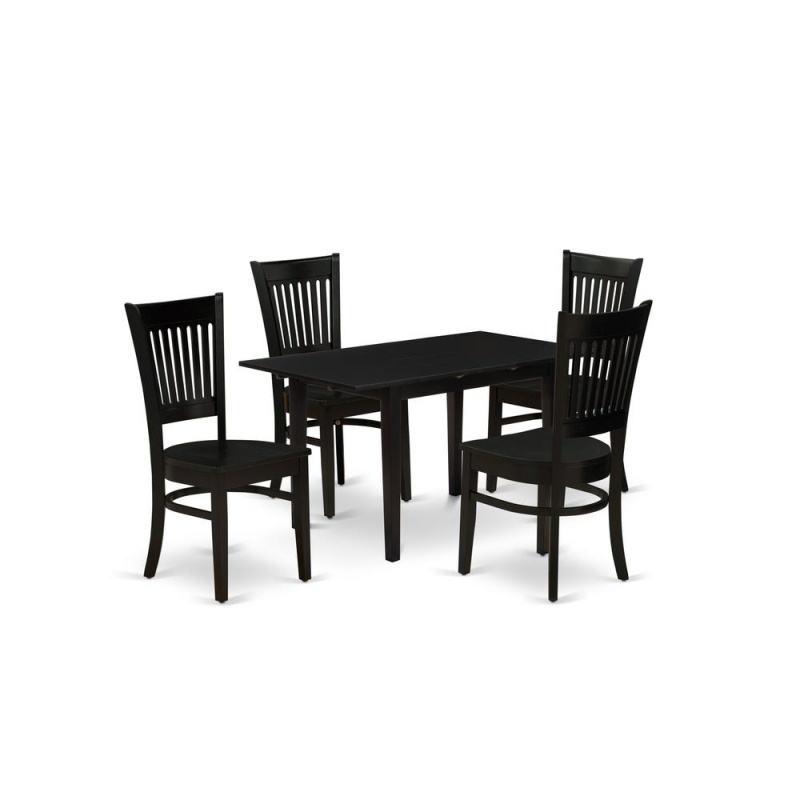 Dining Table- Dining Chairs, Nfva5-Blk-w