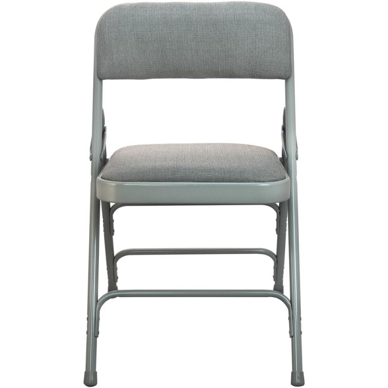 Advantage Grey Padded Metal Folding Chair - Grey 1-In Fabric Seat