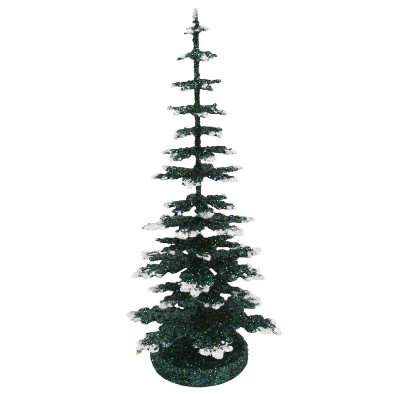 Paper Mache Tree - Green With Snow 20Cm