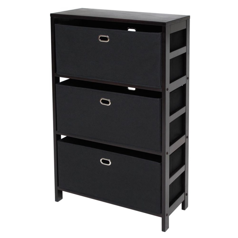 Torino 4-Pc Set Storage Shelf W/ Black Fabric Baskets
