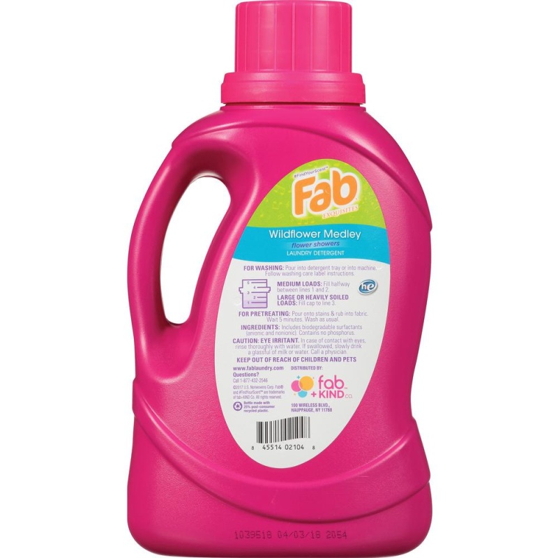 Fab Liquid Laundry Detergent - Liquid - 60 Fl Oz (1.9 Quart) - Wildflower Medley Scent - 1 Each - Multi
