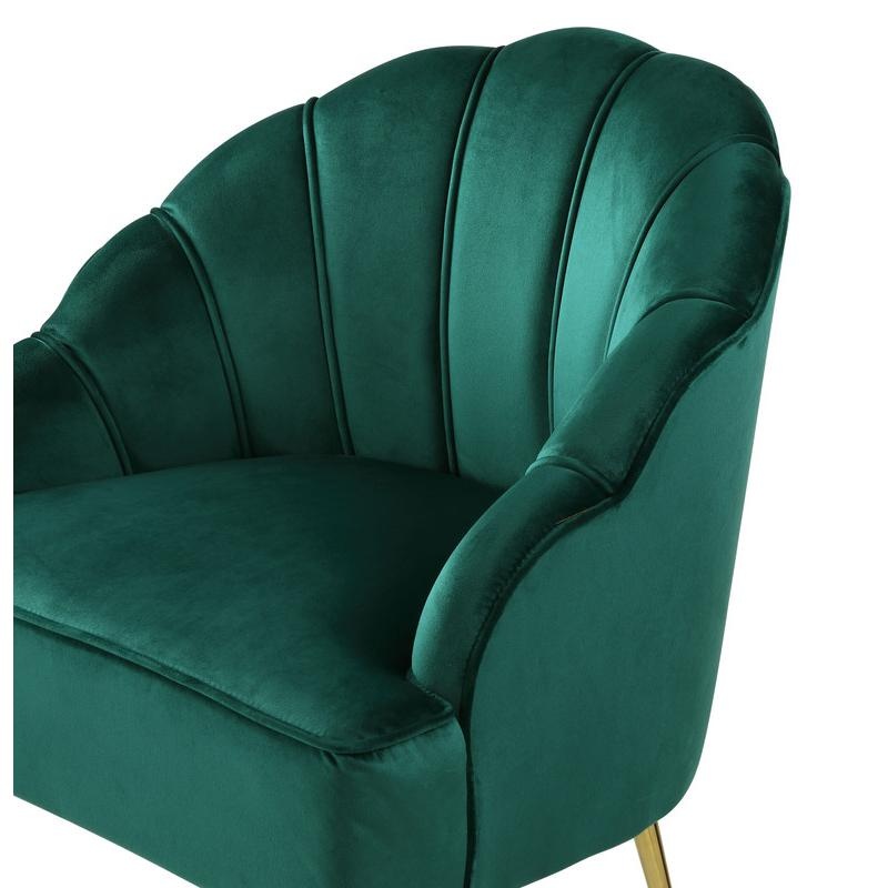 Naomi Green Velvet Wingback Accent Chair With Metal Legs