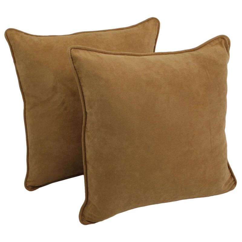 25-Inch Double-Corded Solid Microsuede Square Floor Pillows With Inserts (Set Of 2) 9813-Cd-S2-Ms-Cm