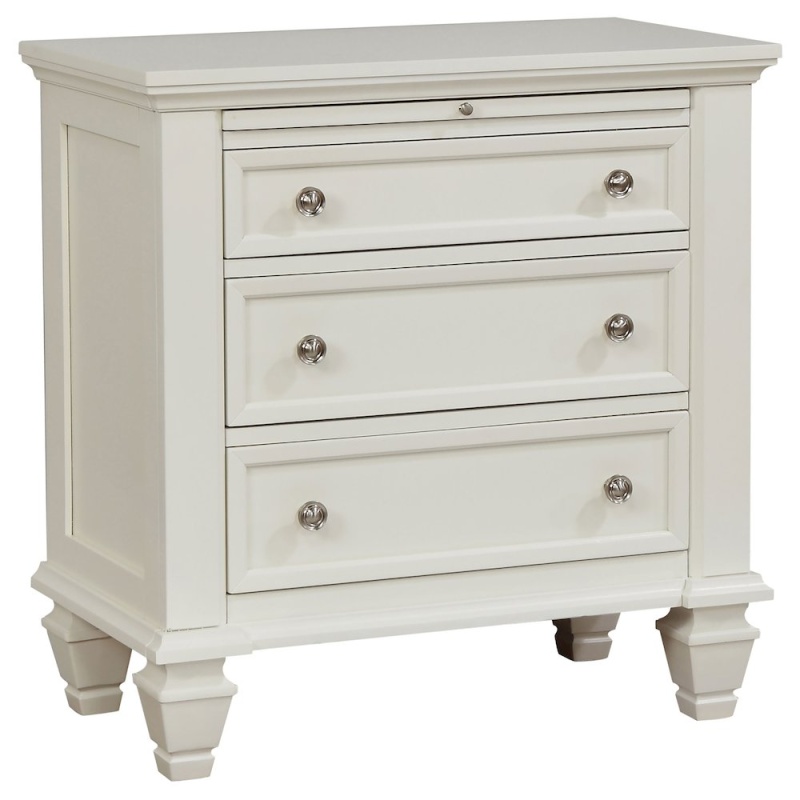 Sandy Beach 3-Drawer Nightstand Cream White