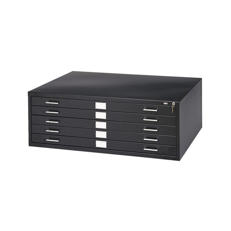 5-Drawer Steel Flat File For 24" X 36" Documents Black