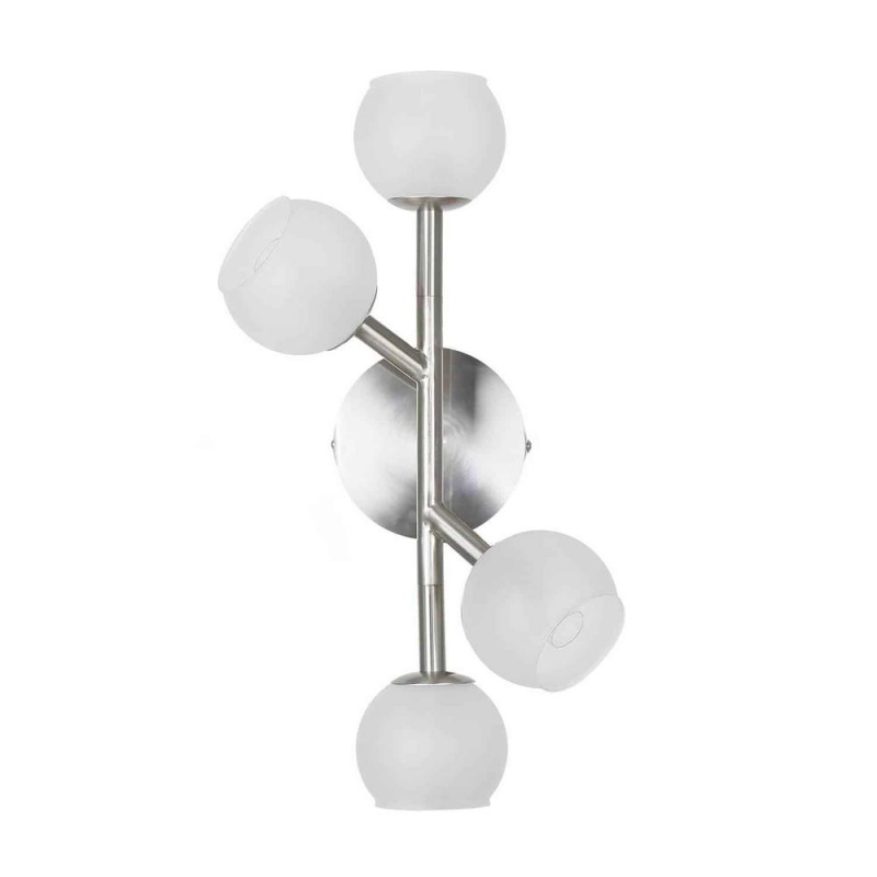 4Lt Halogen Wall Sconce Satin Chrome Frosted Glass