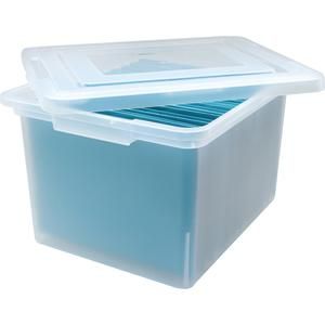 Lorell Letter/Legal Plastic File Box - External Dimensions: 14.2" Width X 18" Depth X 10.8"Height - Media Size Supported: Letter, Legal - Interlocking Closure - Stackable - Plastic - Clear - For File