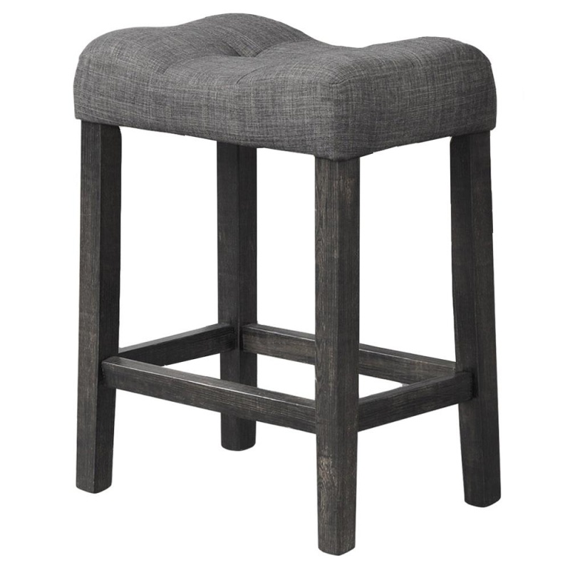 Vitaliya Black Charcoal Linen Counter Height Stools, Set Of 2
