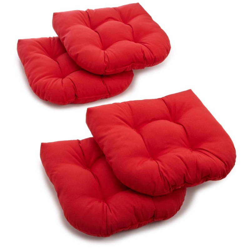 19-Inch U-Shaped Solid Twill Tuffed Dining Chair Cushions (Set Of 4) 93184-4Ch-Tw-Rd