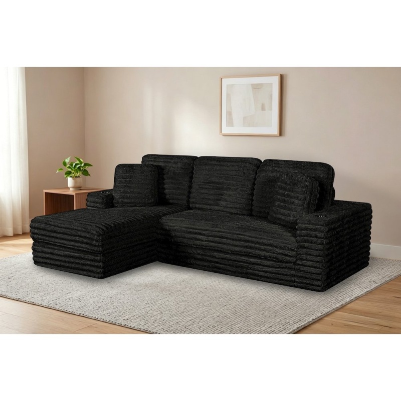 2Pc Compressed Sectional Left Chase Black