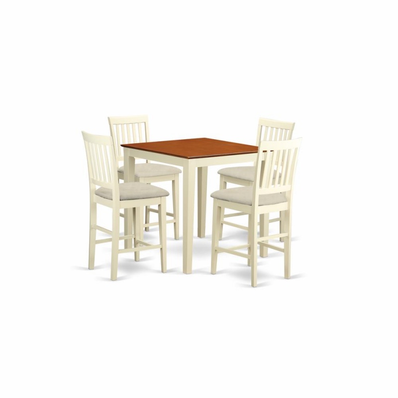 5 Pc Counter Height Pub Set - Counter Height Table And 4 Kitchen Dining Chairs